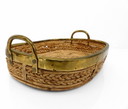 Rattan and brass basket and bowl in the style of Gabriela Crespi, Italy 1960-1970
