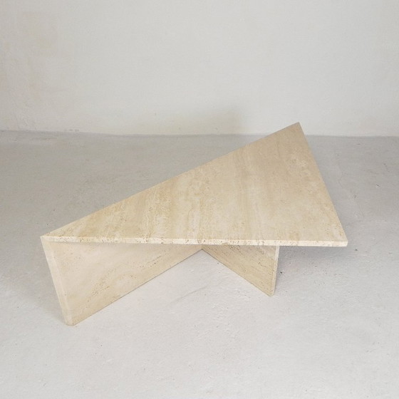 Image 1 of Mid-Century travertine coffee table with triangular top, 1970s