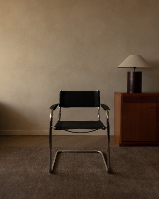 Sedia a sbalzo vintage Bauhaus in pelle cromata – stile Mart Stam / Marcel Breuer