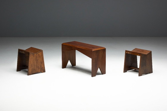 Image 1 of Mid-Century Walnut Bench, France, Late 20th Century