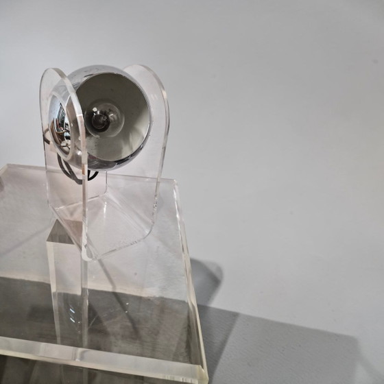 Vintage Space Age Chrome Acrylic Table Lamp Eyeball Gino Sarfatti – Ging Sarfatti (photo 10 of 10)