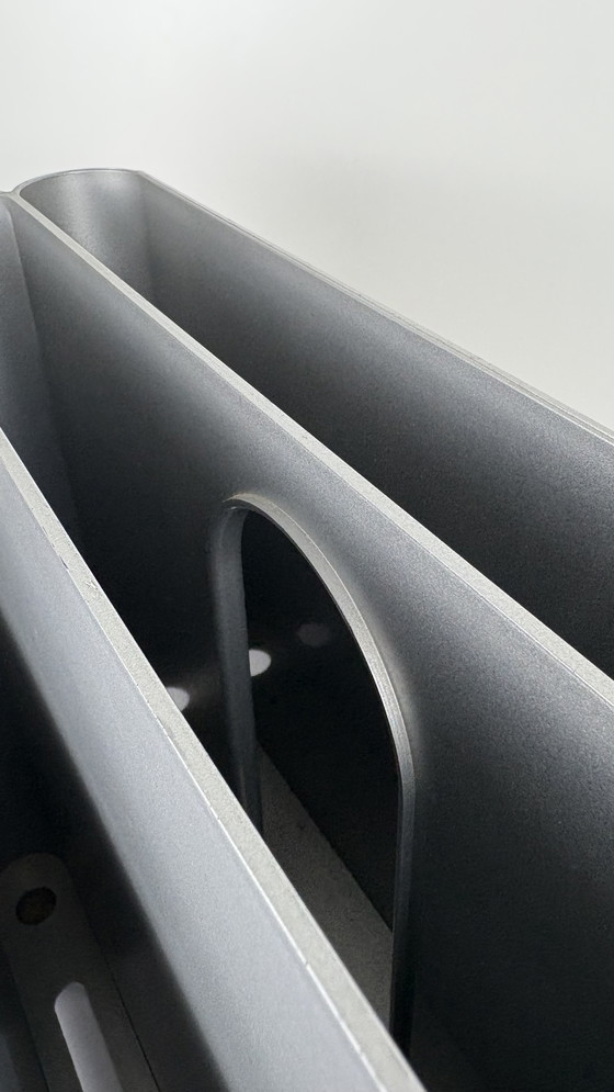 Image 1 of 2 x Kartell design magazine holder Giotto Stoppino silver-grey metallic