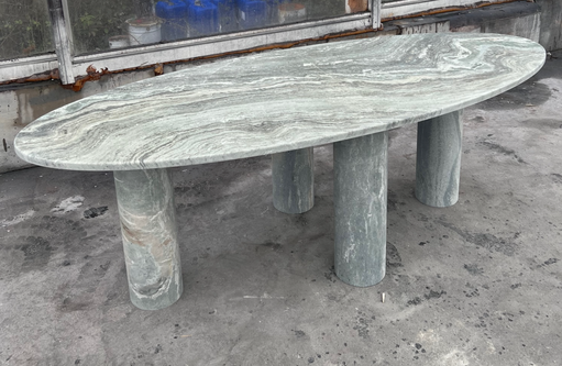 Groen marmeren ovale eettafel