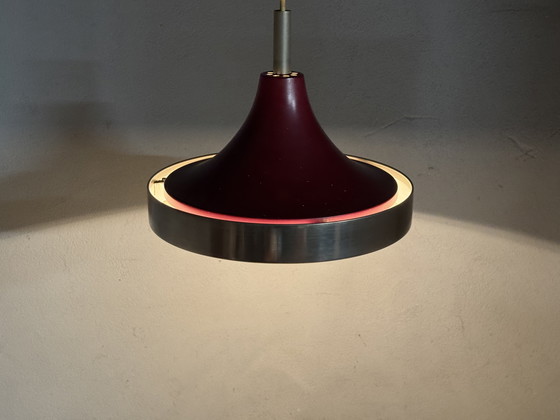 Image 1 of Red metal pendant lamp 1960s