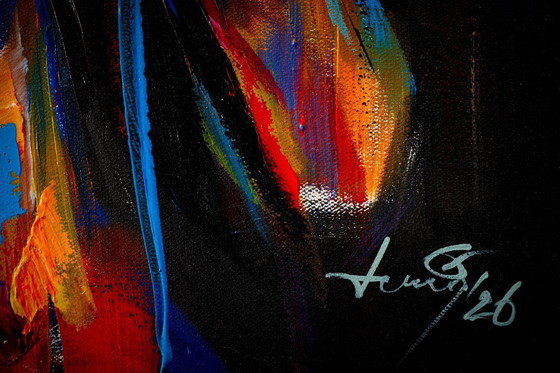 Image 1 of Unique hand-painted Buddha painting “Awakening” – Seksak Jaichumchen – 80×100 cm