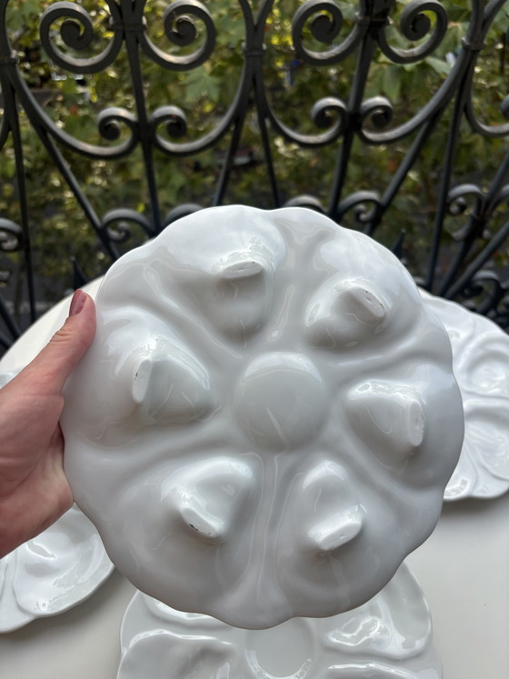 6 Assiettes à Huîtres Majolique – majolique française, Geschirr, Ceramic (photo 12 of 15)