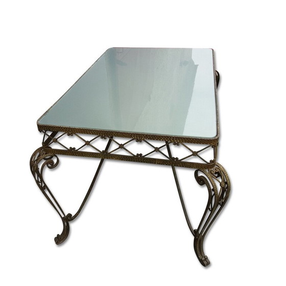 Image 1 of Vintage glass and brass console table, Italy 1940