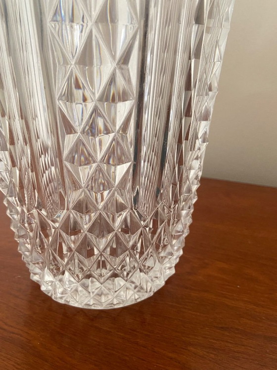 Vintage Cut Crystal Vase Val Saint-Lambert, "Marly" Model (1957) - Signed, Val St Lambert, Transparent (photo 2 of 10)
