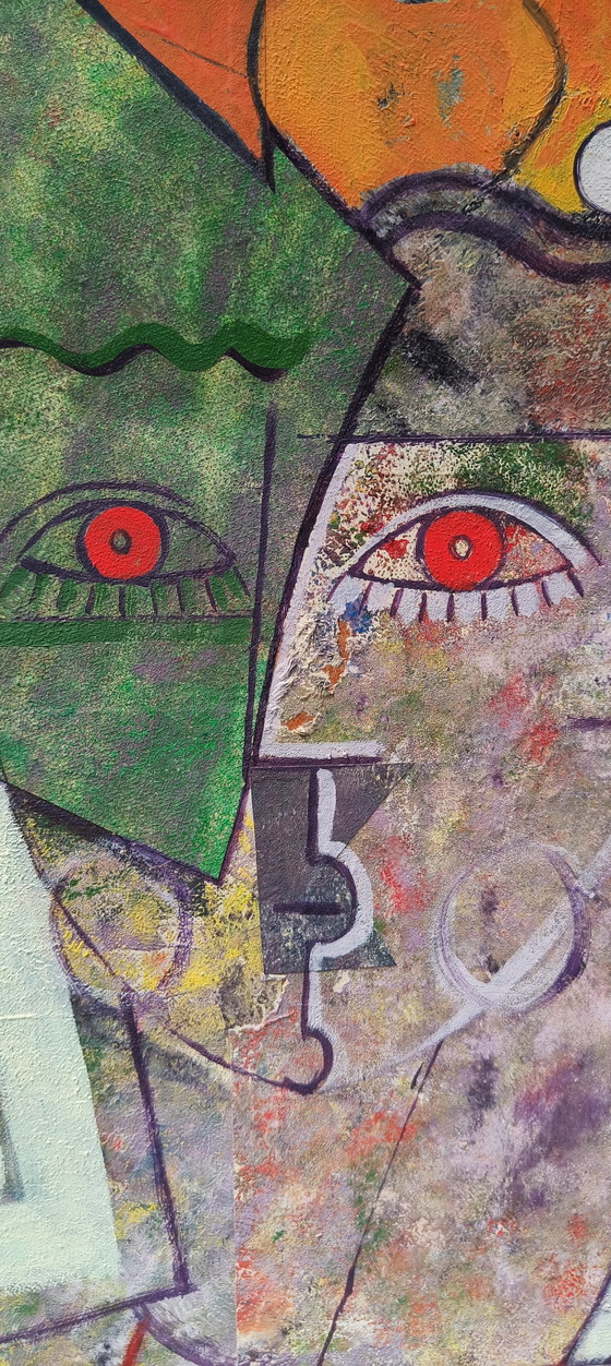 Image 1 of Ludo Huys, Mixed-Media-Kunst aus den 1990er Jahren im Stil von Picasso