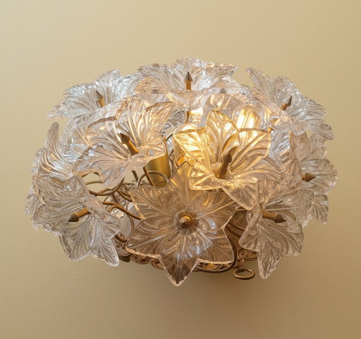 Bloemvormige wandlamp in art nouveau-stijl van Murano-glas, gemaakt door Venini.