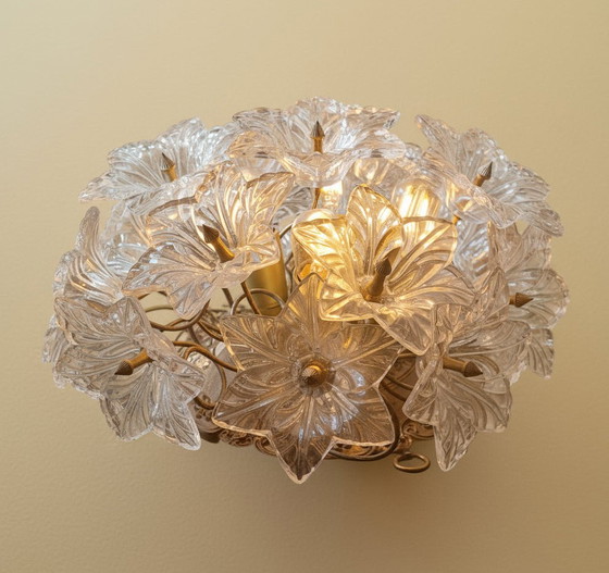 Image 1 of Bloemvormige wandlamp in art nouveau-stijl van Murano-glas, gemaakt door Venini.