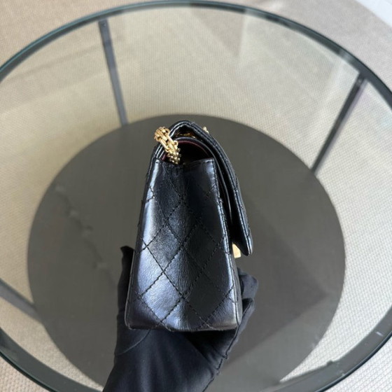 Image 1 of Chanel Reissue 2.55 225 - 24CM Quilted Aged Calfskin Black Gold Hardware