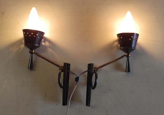 Image 1 of Applique da parete Lunel House in bronzo lucidato e verniciato - anni '50