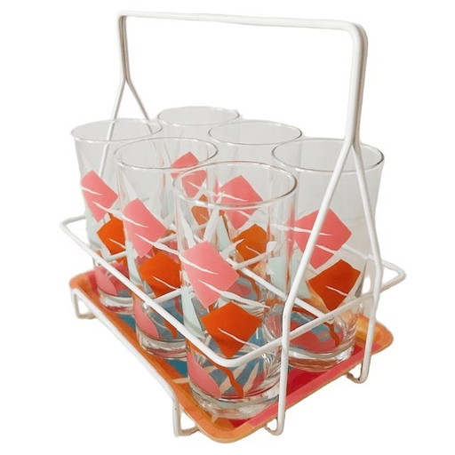 Vintage Mid-century retro limonade glazen rekje 1960's