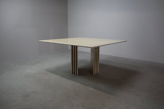 Image 1 of  Esstisch aus Travertin mit skulpturalem Sockel, Italien 1960er Jahre