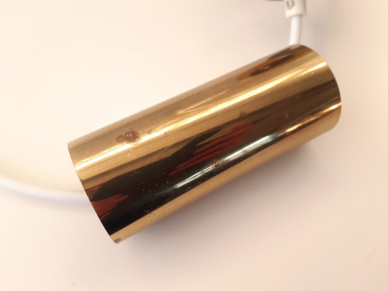 Image 1 of Lampada a sospensione vintage con sfera in ottone e vetro ambra, lampada a sospensione mcm