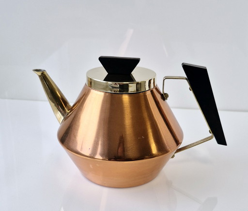 JODA Denmark Copper Teapot with Teak, 1960s Mid Century