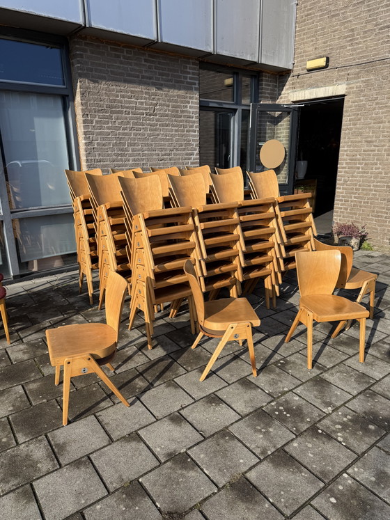 Partij van 50x vintage plywood stapelstoel, Kaderer ‘60 – Eetkamerstoelen (photo 10 of 10)