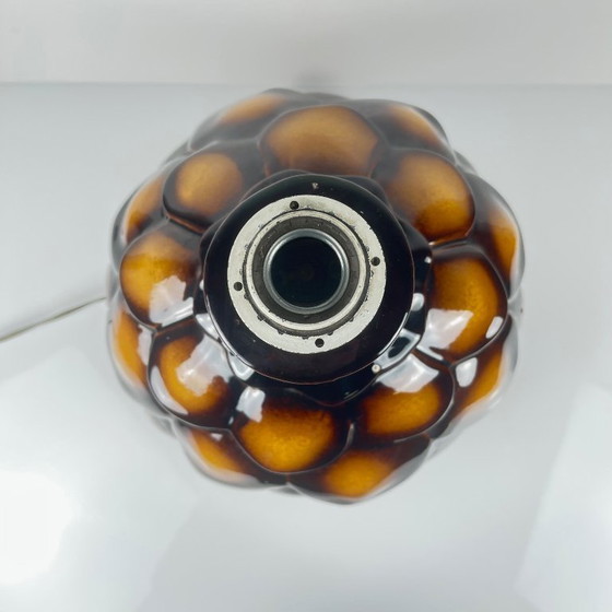 Image 1 of Large ceramic table lamp in "scale" pattern, 1970, double bulbs