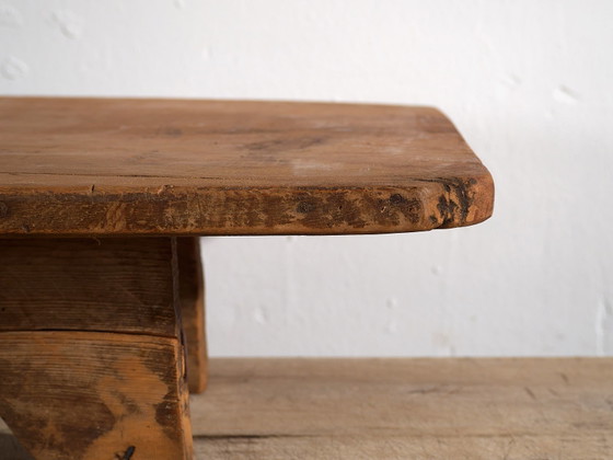 Antique low table in primitive style (c.1920) #14, Side tables, Wood, Brown, Rustic (photo 19 of 21)