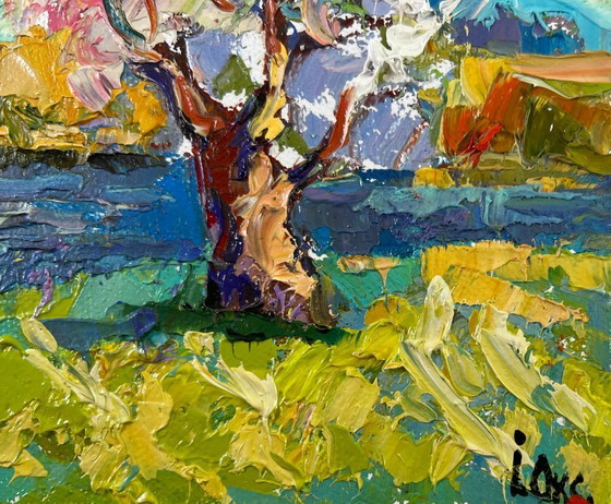 Image 1 of Original Oil Painting River Coastal Landscape Early spring morning