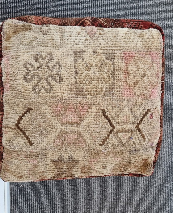 Image 1 of Vintage pastelkleur poef, boho chic zitkussen