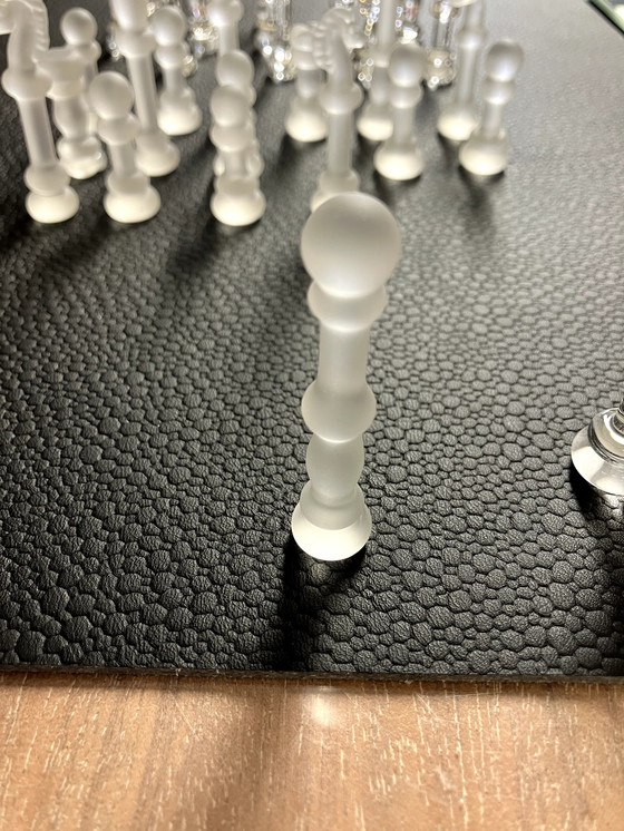 Image 1 of Schachbrett auf Spiegel mit Glasbauern, komplett selbst gemacht