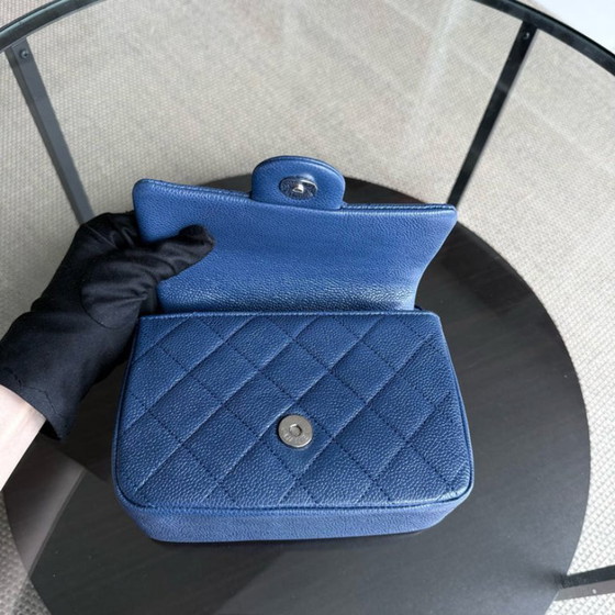 Image 1 of Mini borsa Chanel Classic Flap Seasonal Square - Caviar Quilted All Blue Series 29