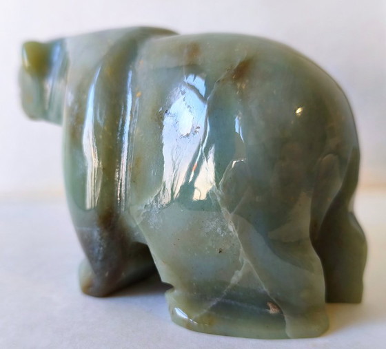 Escultura grote, handgesneden nefriet jade ijsbeer (1,14 kg) – Estilo inuit – Stone (photo 7 of 9)