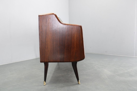 Image 1 of Buffet italien organique des années 1950 avec plateau en verre et 4 tiroirs