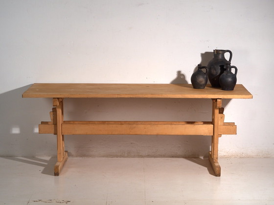 Antieke grenen kloostertafel, Centraal-Europa, circa 1900, Eettafels, Hout, Rustic (foto 10 van 11)