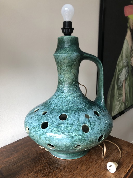 Lampe de table vintage verte (l'intérieur est également éclairé)