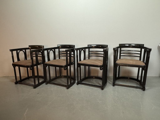 Mid-Century Set of 4 Fledermaus Bauhaus Design Armchairs attributed to Josef Hoffmann for Thonet, Austria 1920s