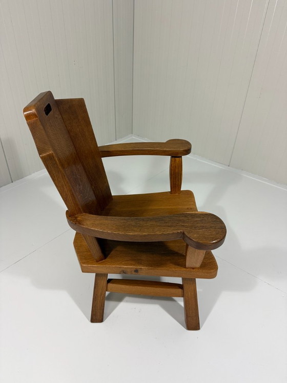 Rustic brutalist armchair in solid oak from the 1960s, Wood, Brown (photo 3 of 19)