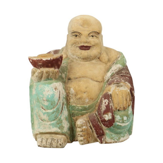 Image 1 of Grote Lachende Boeddha XL Hout