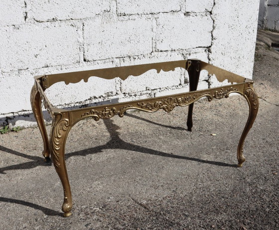 Image 1 of  French Vintage Onyx Marble and Brass Coffee Table -Marble Cocktail Table-Lounge Table-Baroque Style-60s