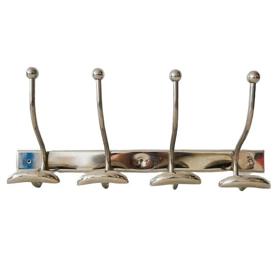 Image 1 of Porte-manteau vintage français style art déco chromé années 1960