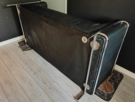Design Leather Couches Set, Bauhaus / Chrome Retro vintage, Silver (photo 20 of 21)