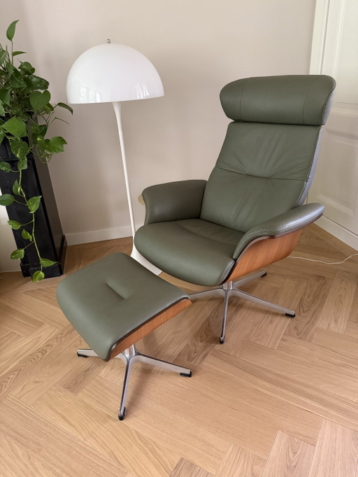 Conformément à la chaise longue Time Out verte – stoelen fauteuils, Leather, Metal (photo 2 of 8)