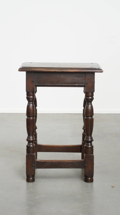 Antique English stool/ joint stool/ side table from the 18th century