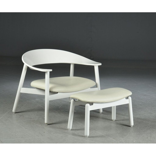 Fauteuil et ottoman vintage blanc par Henrik Bønnelycke pour Nelo, 2003