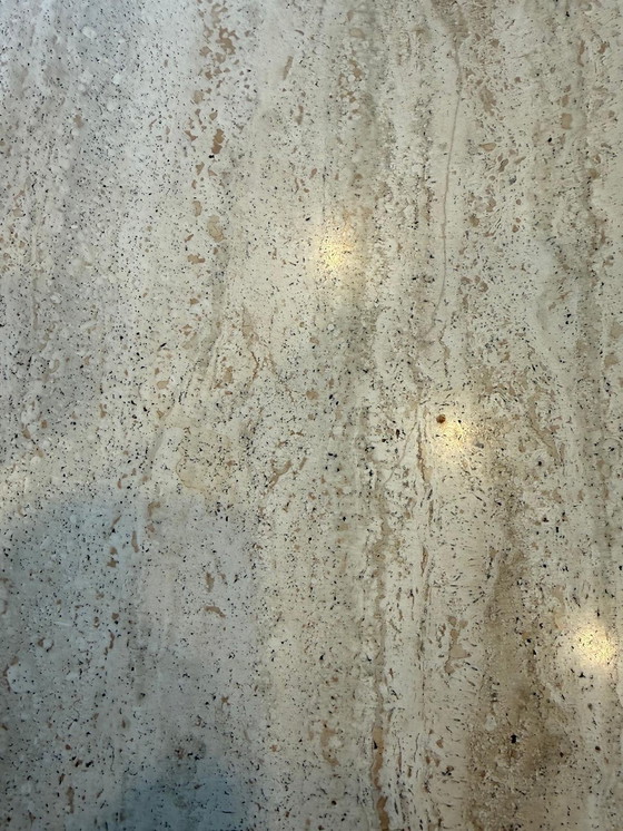 Image 1 of Vintage Travestin ronde eettafel met X vormig onderstel