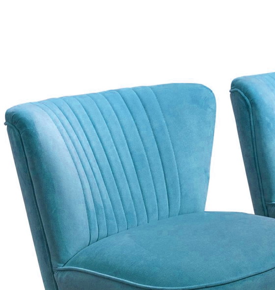 Set of Hungarian Blue Club Chairs, 1950s – Armchairs, Mid Century Modern (photo 4 of 4)