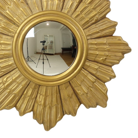 Image 1 of Golden Sunburst Plaster Sunburst Mirror