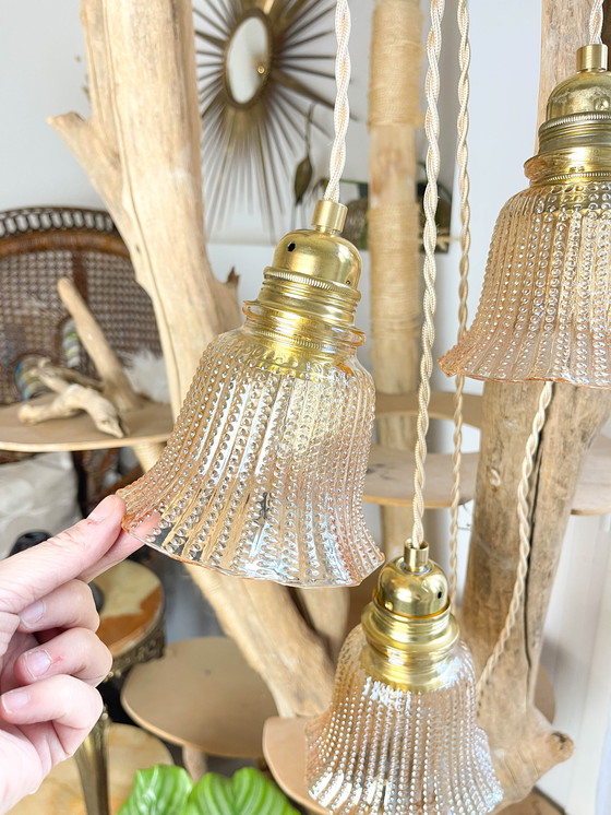 Image 1 of Vintage Iridescent Glass Tulip Lantern Customizable