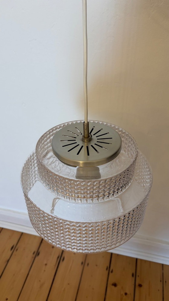 Vintage pendant lamp like Vitrika – 1960s – textured glass – Metal (photo 8 of 9)