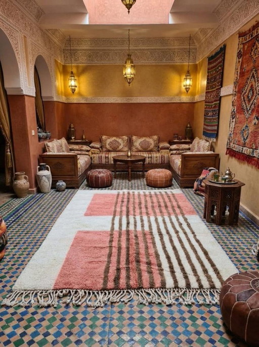 Raro tappeto berbero marocchino fatto a mano, 200 cm x 300 cm – vloerkleden en tapijten, Cotton