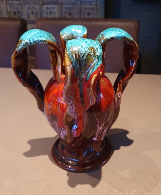 Image 1 of Vintage Vallauris vase 1960s - lava glaze - signed