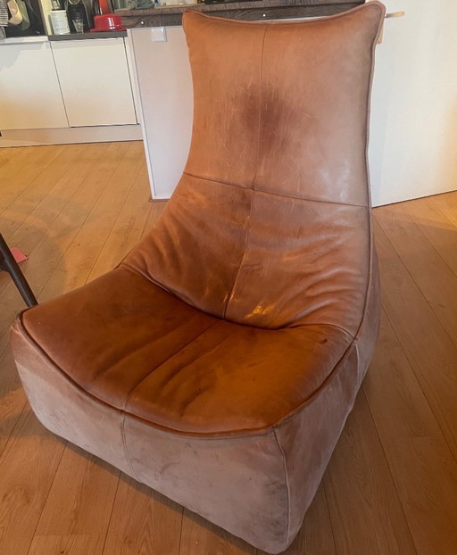 Design feauteuil leer in camel uitvoering 