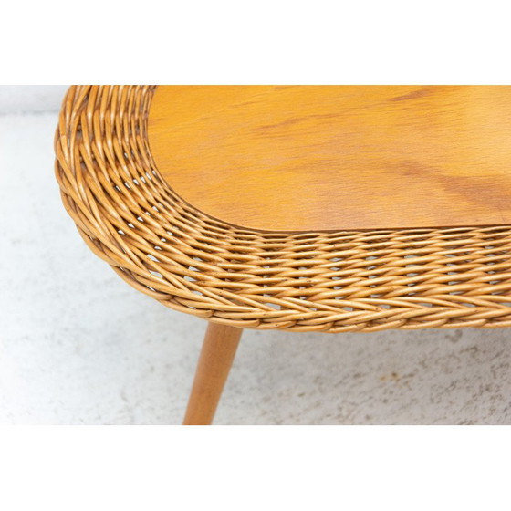 Image 1 of Mid century rattan stool by Jan Kalous for Úluv, Czechoslovakia 1960s